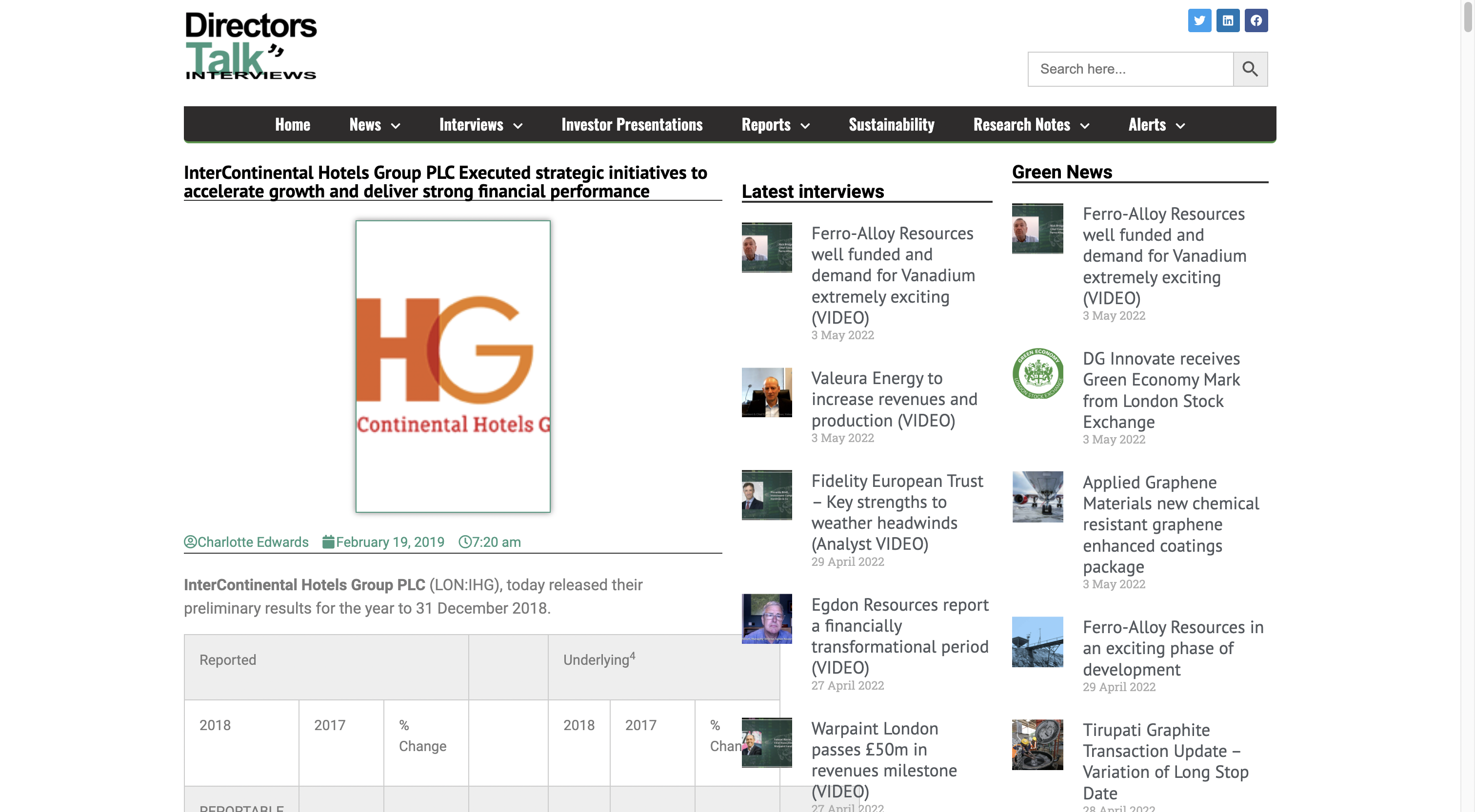 IHG 19% revenue growth and EPS